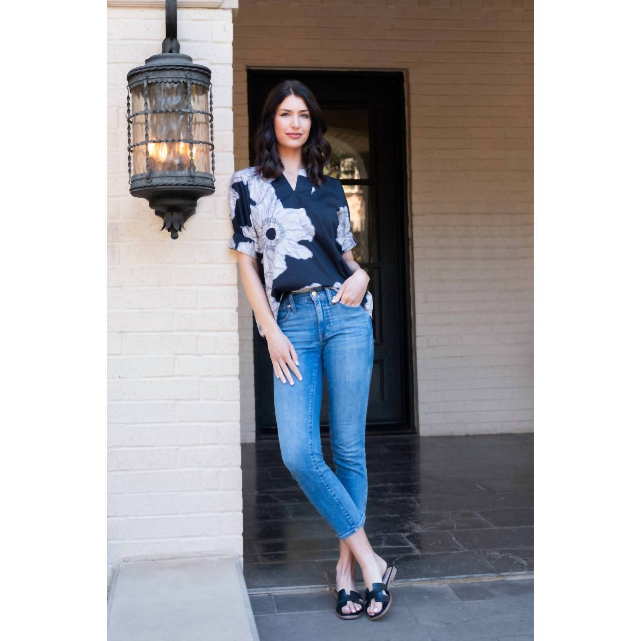 New Sheridan French Chloe V-Neck Blouse In Midnight Poppy — image 3 of 6